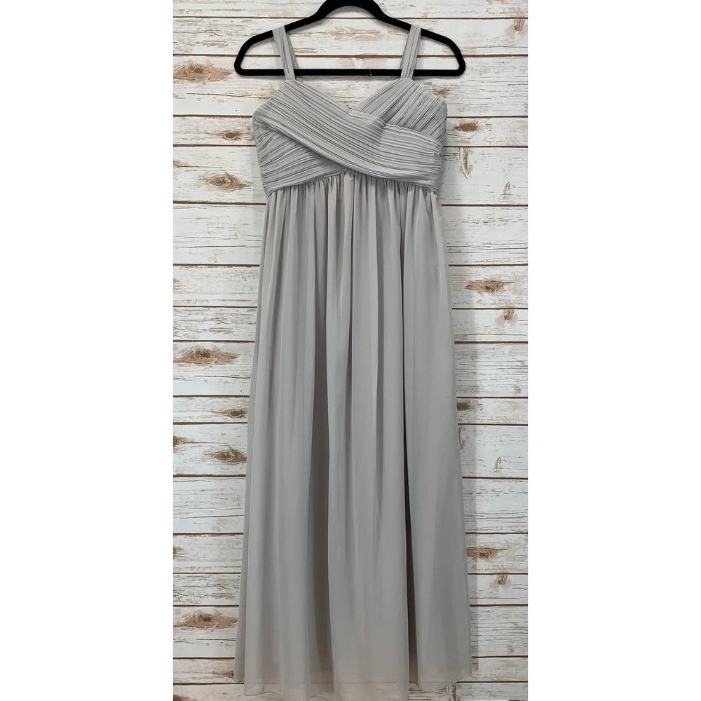 Gray Ruching Bust Junior Bridesmaid Chiffon Dress